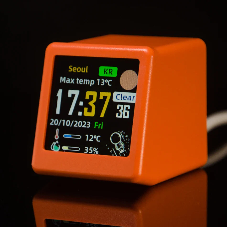 Geek Magic Ultra Smart WiFi Weather Forecast Station, Clock for Desktop photo Album with Gif Animation.