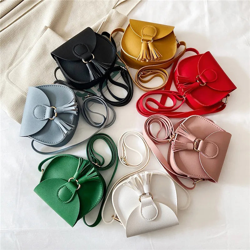 New Mini Children Bag Cute PU Tassels Decor Princess Messenger Bags for Baby Girls Fashion Shoulder Bag Girls Birthday Gifts
