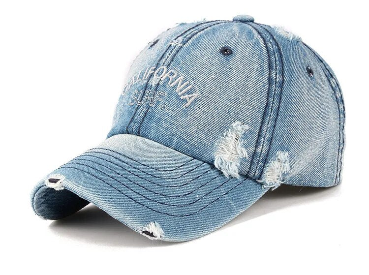 Snapback Women's Distressed Hole Embroidery Simple Baseball Cap For Women Men Fashion Female Outdoor Leisure Cowboy Hat Caps