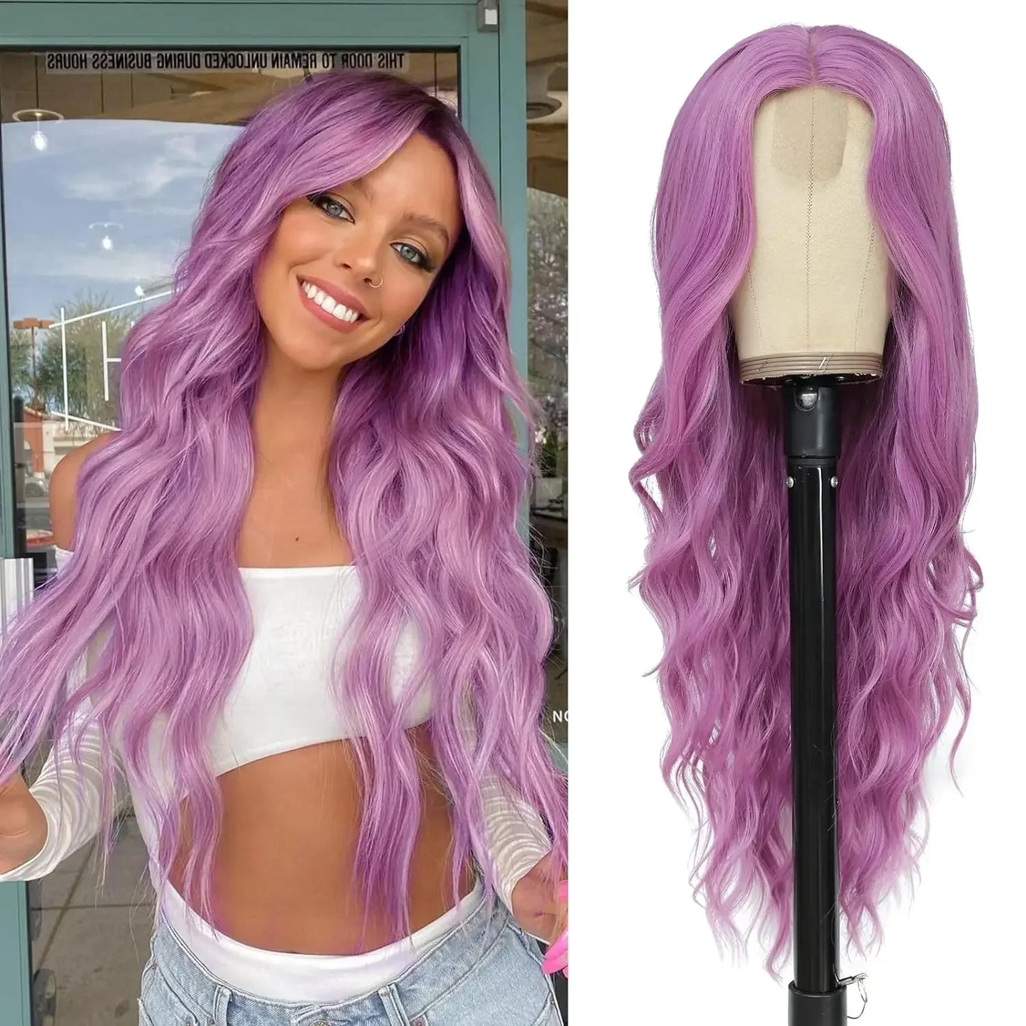 Tereshar Heat Resistant Synthetic Wig for Halloween Christmas Black Long Body Wave Lace Front Wigs for Black Women