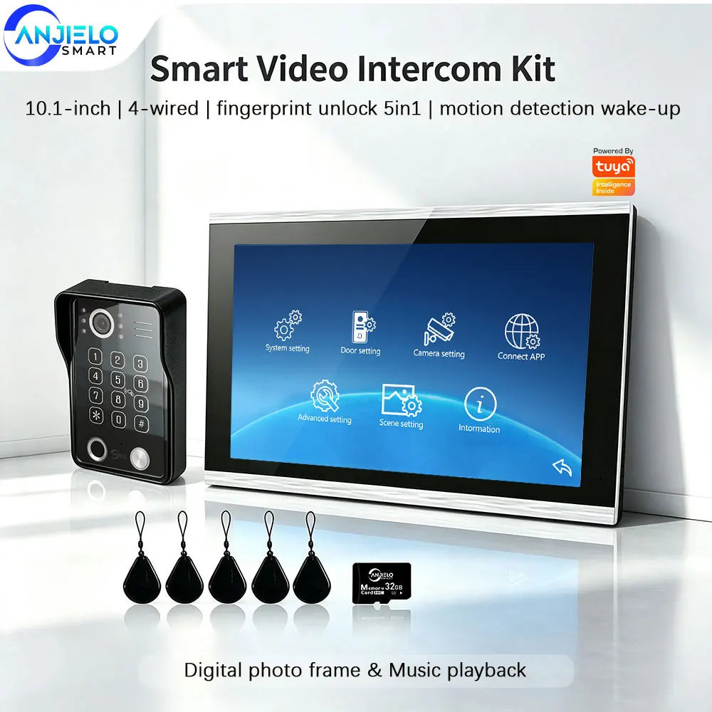 ANJIELO Doorbell Video Intercom System for Home Doorphone Tuya Smart 1080P Monitor Motion Detection Digital Photo Frame