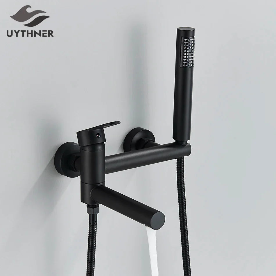 Uythner Bathtub Faucet With Hand Sprayer Shower Faucet Wall Mount Hot Cold Water Mixer For Bathroom Bath Shower Set System
