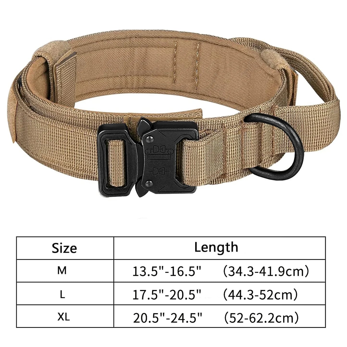 Tactical Dog Collar Adjustable Military Nylon Dog Collar with Control Handle Heavy Duty Metal Buckle for Medium Large Dogs
