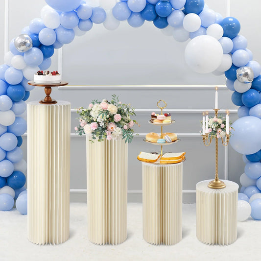 2/3/4PCS Wedding Party Flower Stand Cylinder Cardboard Centerpiece with Pvc Panels Cylinder Flowers Stand Wedding Centerpieces