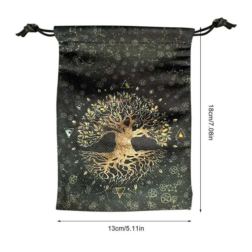 Printed Velvet Tarot Carods Storage Bag Oracle Card Witch Divination Accessories Board Games Mini Drawstring Package