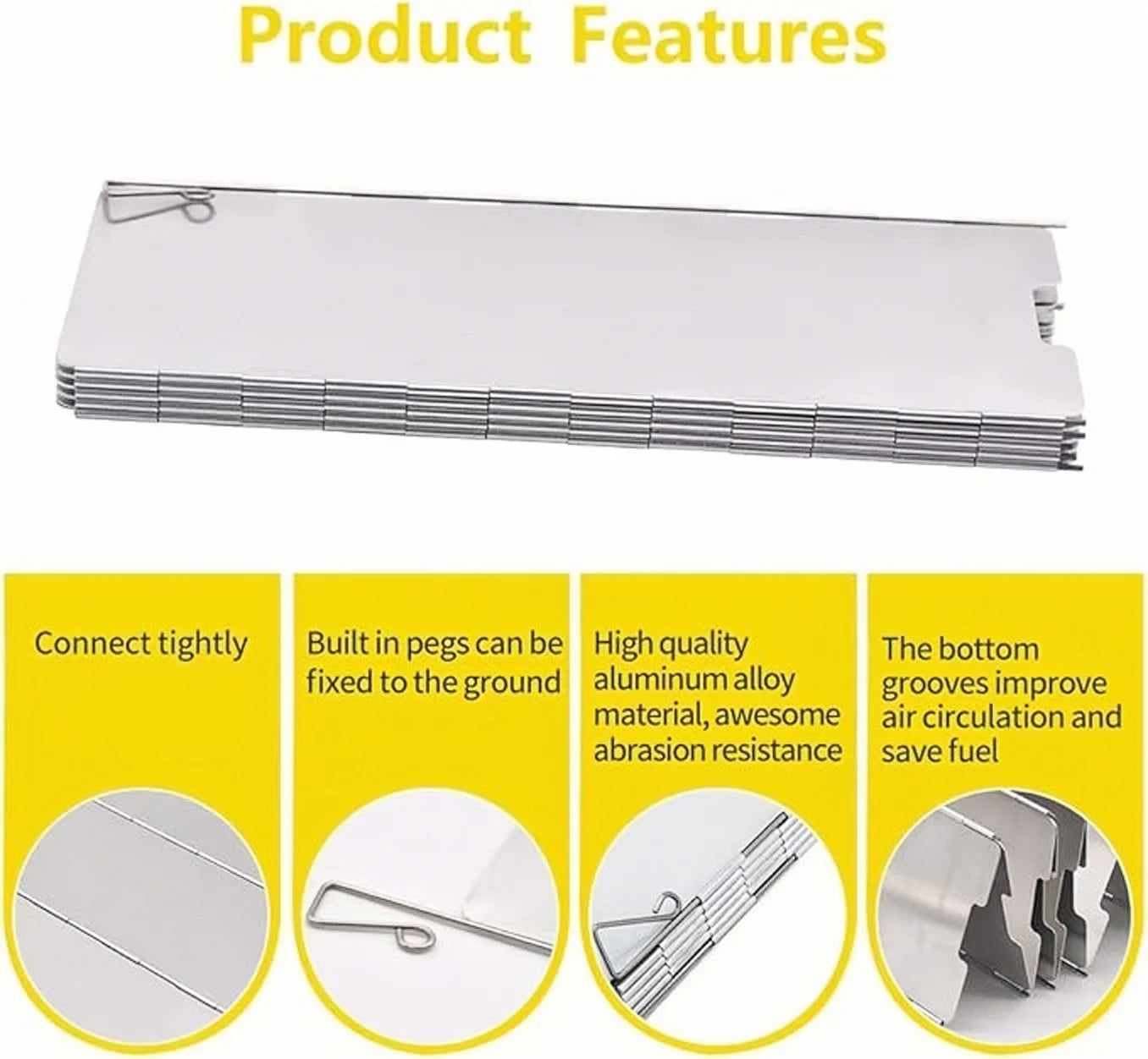 8/10/12/14/16plates Stove Windscreen Aluminum Alloy Stove Wind Shield