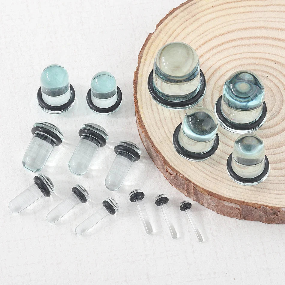 2pcs Glass Ear Gauges Stretching Kit Short Taper Expander 1.6-16mm
