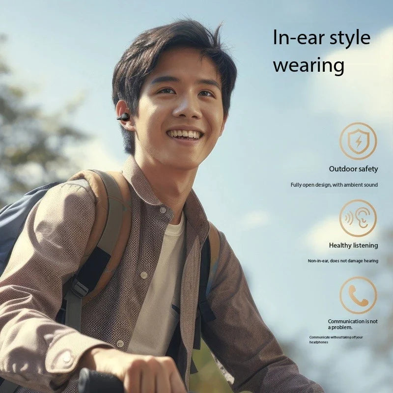 New Mirror Surface Digital Display Soft Silicone Ear Clip, Wireless Bluetooth Earphones with Noise Reduction.