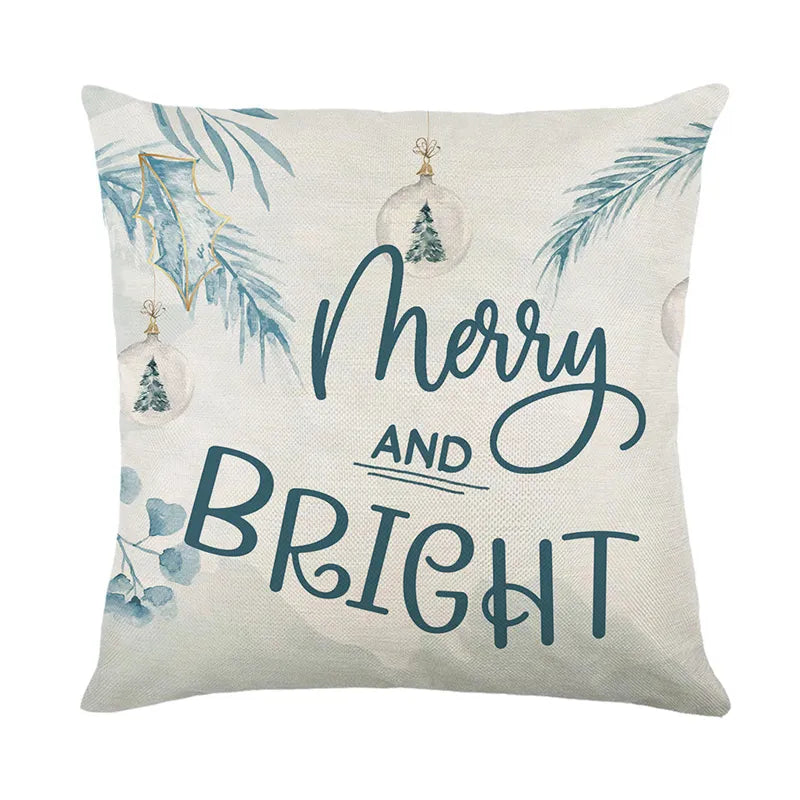 Linen Merry Christmas Pillow Cover 45x45cm Throw Pillowcase Winter Christmas Decorations for Home Tree Deer Sofa Cushion Cover