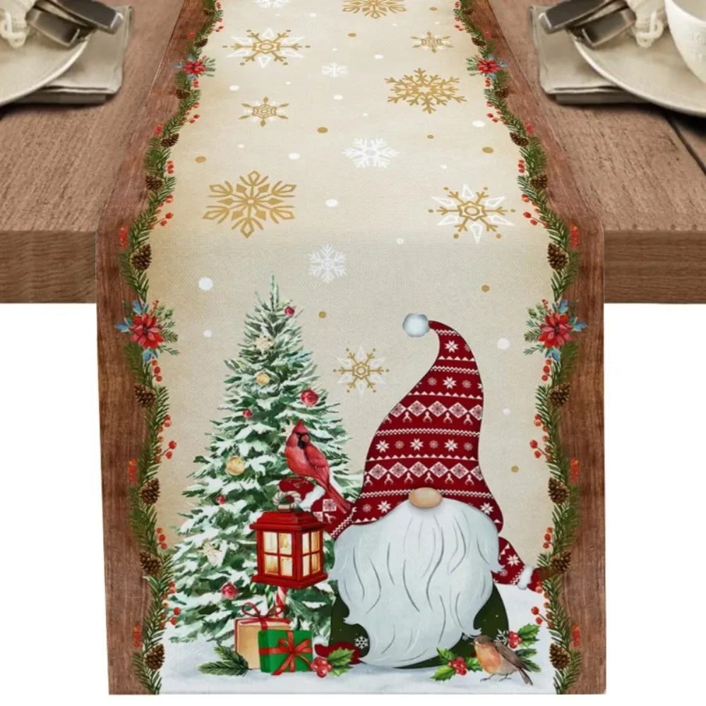 Christmas Tree Snowman Table Runners Kitchen Dining Table Decor Farmhouse Navidad Xmas Linen Table Runners Wedding Decor