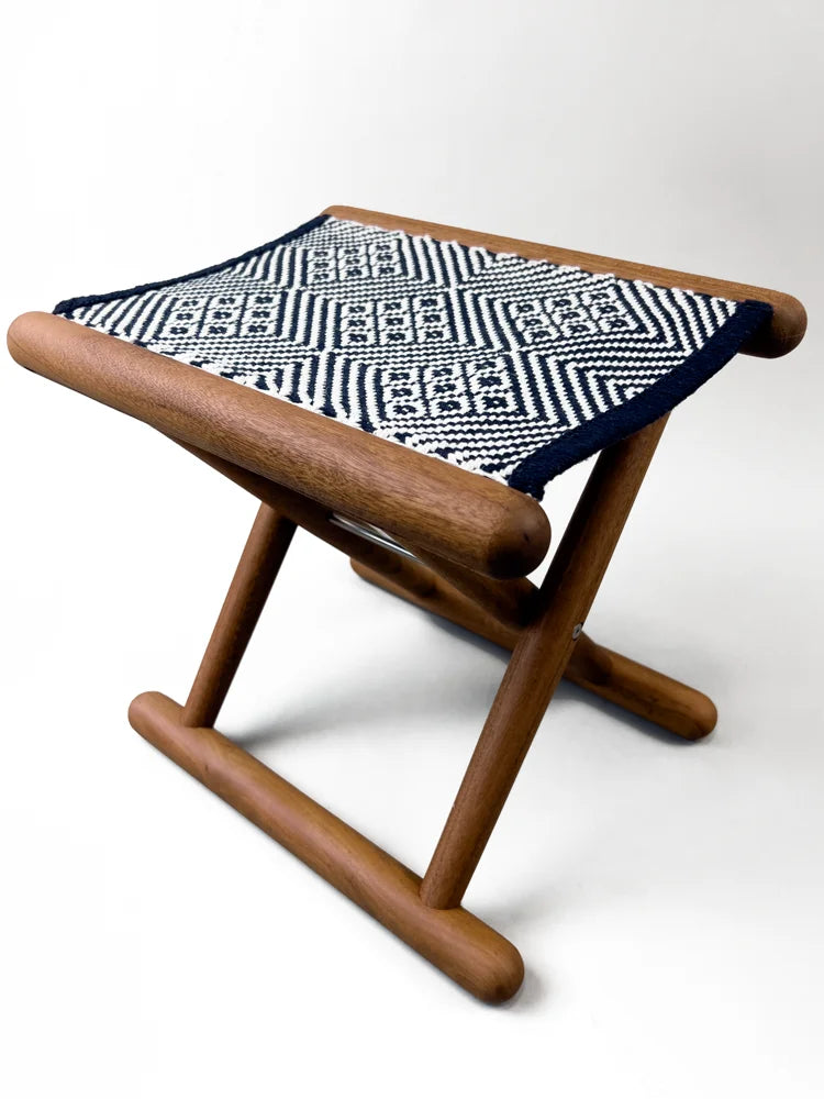 Portable Folding Stool for Outdoor Camping Lightweight Wooden Seat with Cotton Woven Top Home Travel Compact Folding Bench
