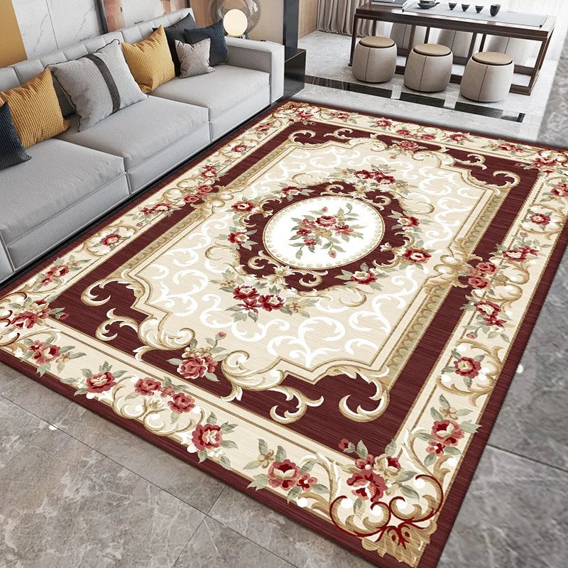 Retro Nordic Ethnic Style Flowers Carpet Living Room Sofa Bedroom Study Kitchen Entrance Rug Non-slip Light Luxury Decor Mat