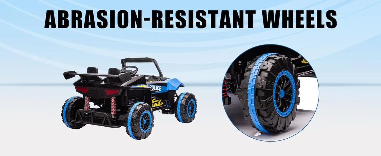 24V Ride on Toys for Boys & Girls 2 Seater Ride On Car for Kids, 6.21 Mph Max Speed, 4 Spring Suspension (Black & Blue)