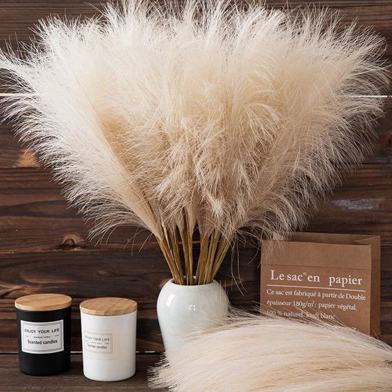 Simulation Reed Grass Pampas Grass for Wedding Home Bedroom Decor Wedding Guide Photo Prop Background Artificial Flowers