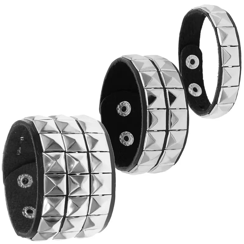 4pcs/set Gothic Punk Rock Square Rivet Bracelet Daily and Party Gothic