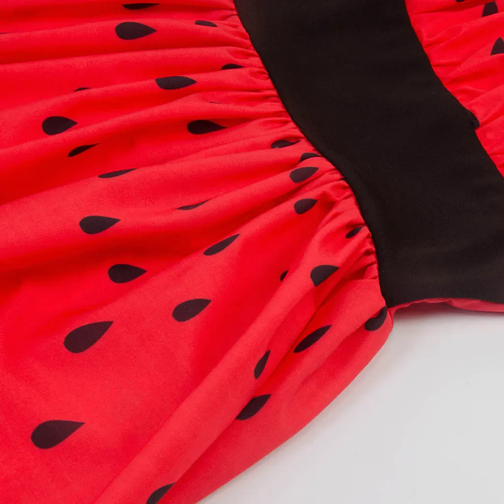Women Watermelon Printing Party Dress Off Shoulder Slip A-Shaped Swing Skirt Sweet New Products In Spring Summer Dress 2024