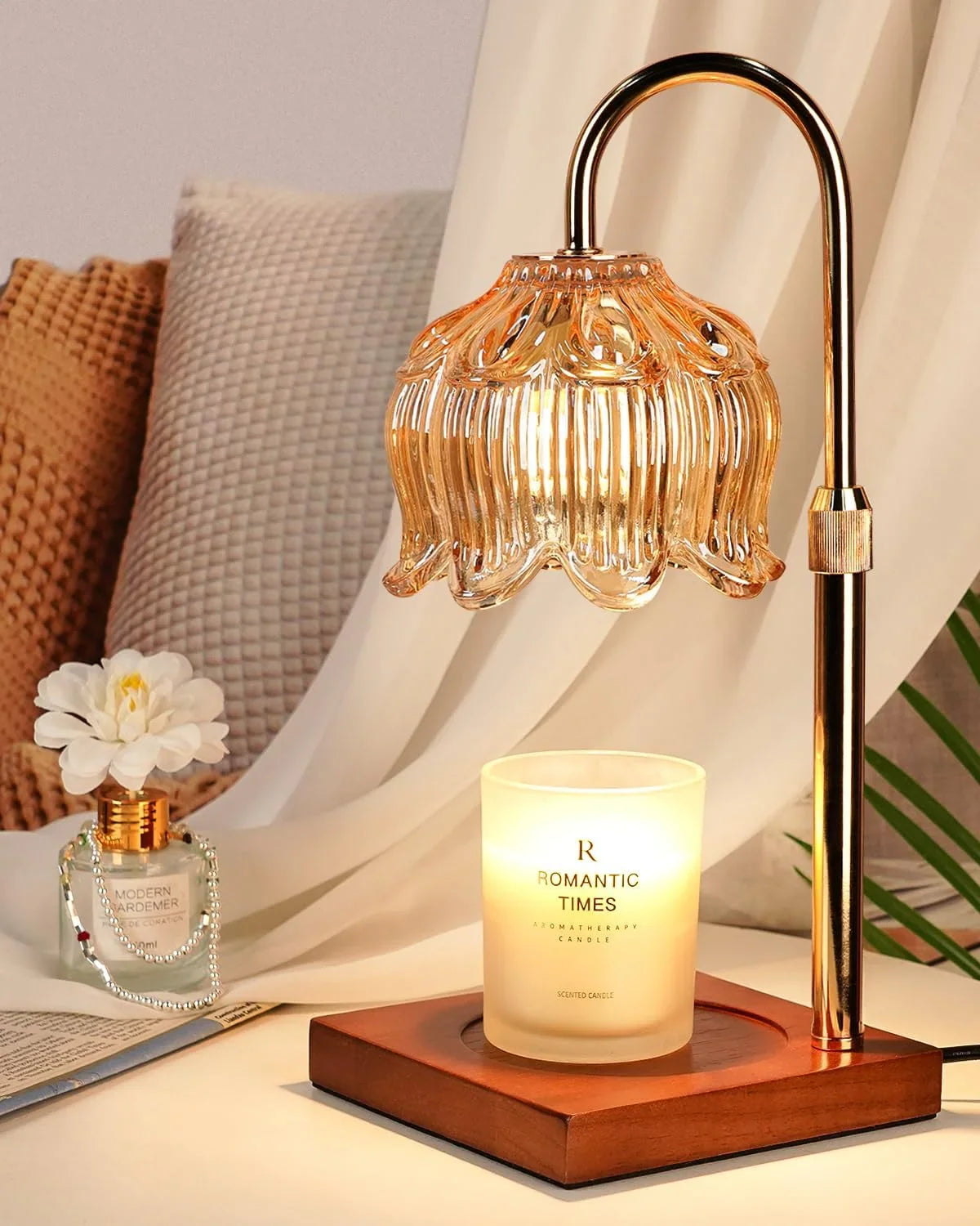Flower Candle Warmer Lamp with Timer, Gifts for Women, Mom Birthday, House Warming, New Home.