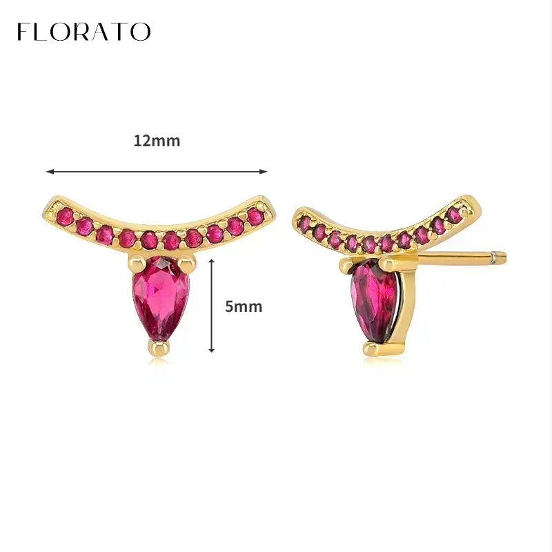 925 Sterling Silver Ear Needle Rose colors Zircon Hoop Geometric Pendant Earrings for women Luxury Fashion Wedding Jewellery2023