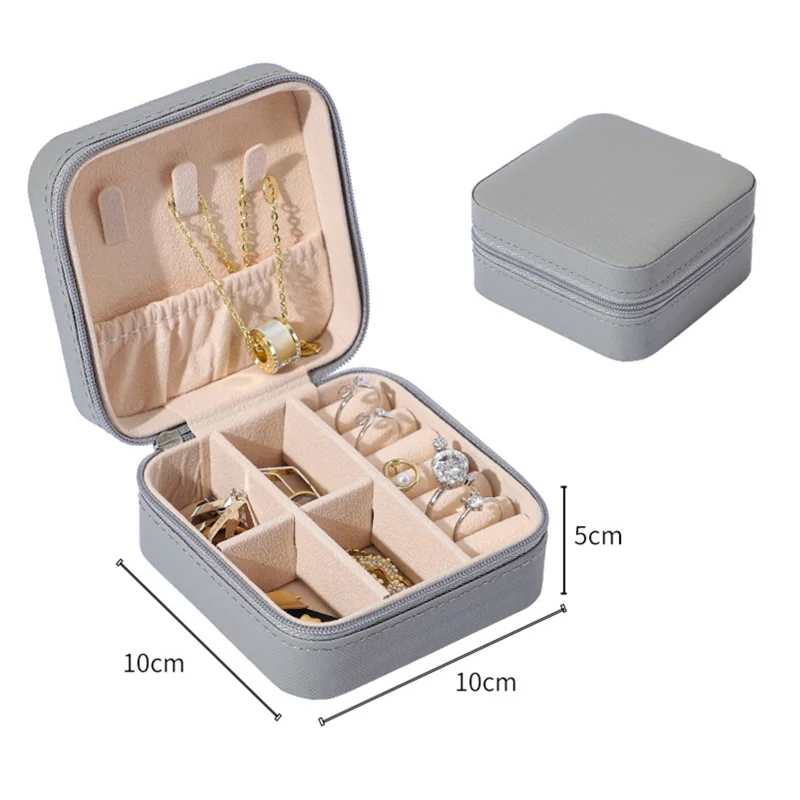 Portable Jewelry Storage Box Travel Organizer Jewelry Case PU Leather Storage Earrings Necklace Ring Jewelry Organizer Display