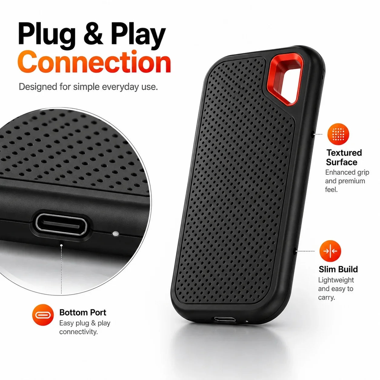 1TB Portable SSD Waterproof Shockproof for Desktop Computer Plug&Play High Speed External Solid State Drive