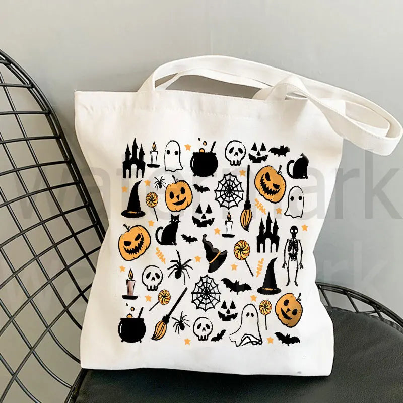It's The Most Wonderful Time of The Year Halloween Tote Bag Halloween Pumpkin Spooky Shopper Shopping Bag Totes supermarket bag
