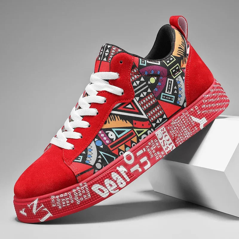 Breathable sports shoes, skateboard shoes, men's heart and music graphic design, couple casual shoes
