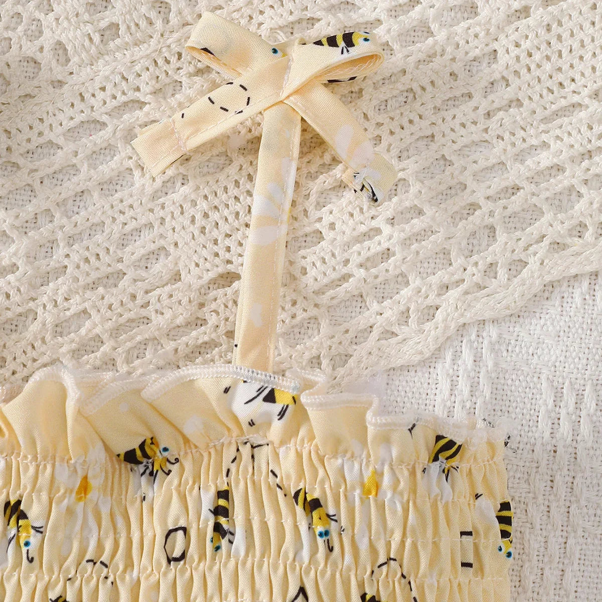 Baby Girl Summer Dress Cute Little Bee Ruffled Suspender Dress and