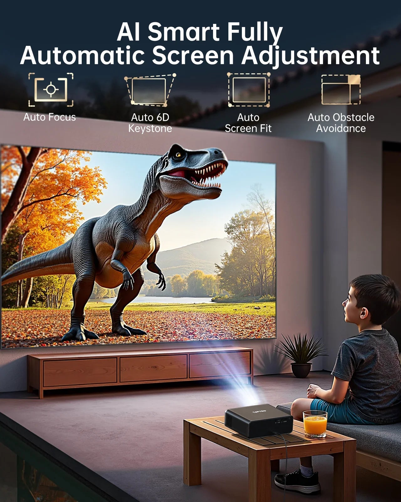 TOPTRO 4K Projector 1000ANSI Auto Focus/Keystone WiFi6 BT5.2 Full HD 1080p Smart Home Theater Movie Projector Official Netflix