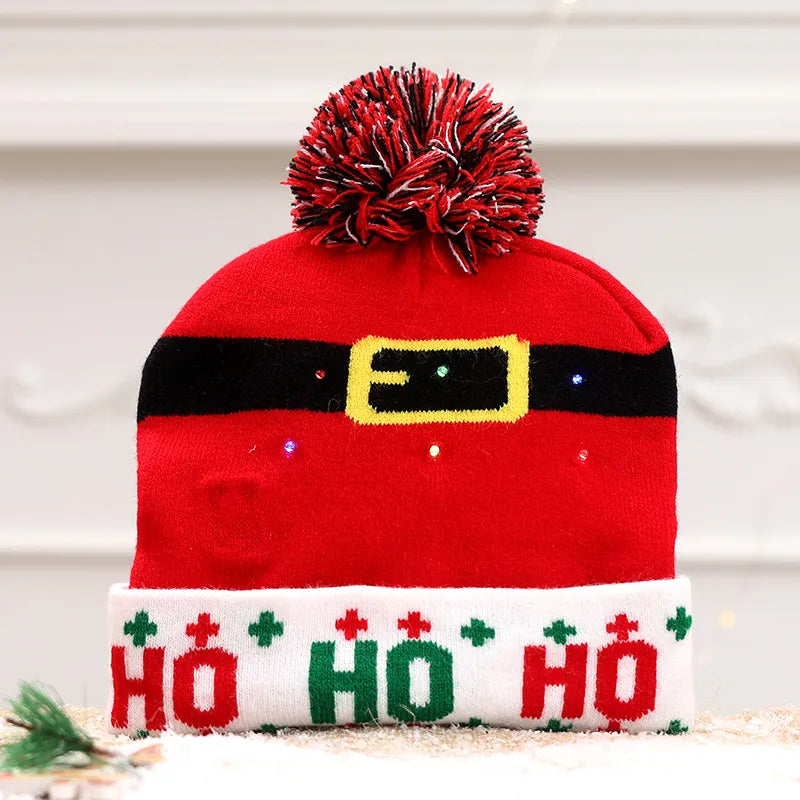 LED Christmas Hat Creative Flashing Led Light Knitted Hat Snowman Winter Warm Color Knitted Cap Christmas Gift