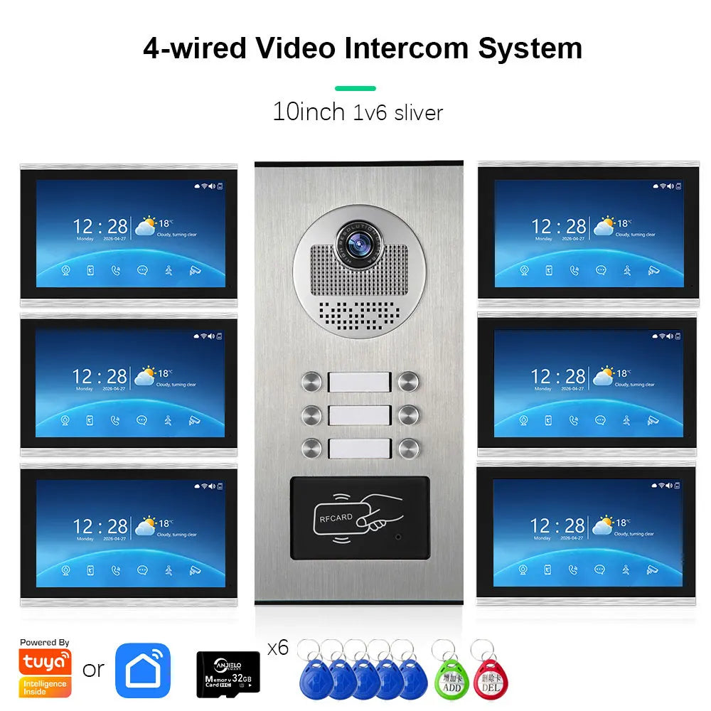 ANJIELO 2-12 Units Apartment Doorbell Video Intercom System Digital Frame Background Music Detection Preview NEW 2026