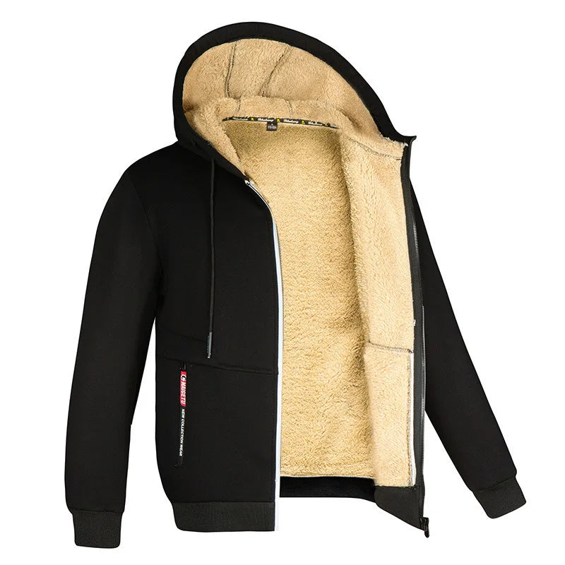 Men's Jacket Winter Camouflage Fleece Thicken Hooded Jackets, Casual Zip Up Hoodies Streetwear Coats.