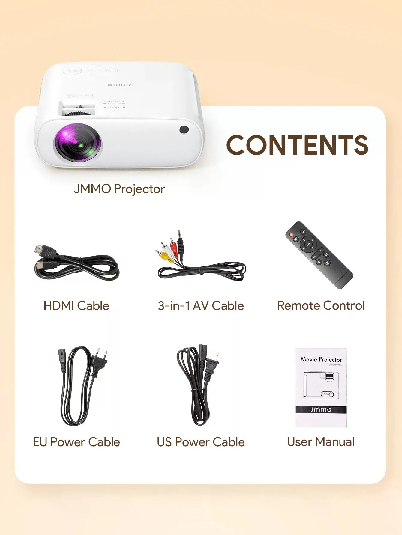 Projector, wireless Wi-Fi projector, full HD 1080P portable projector, suitable for movie projection on iOS/Android phones/tablets/laptops/PCs/USB drives/DVDs