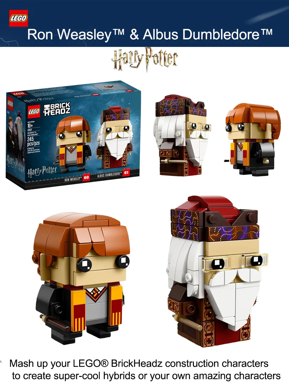 LEGO 41621 Limited Edition BrickHeadz Ron Weasley & Albus Dumbledore Building Kit 245 PCS 10+ years old