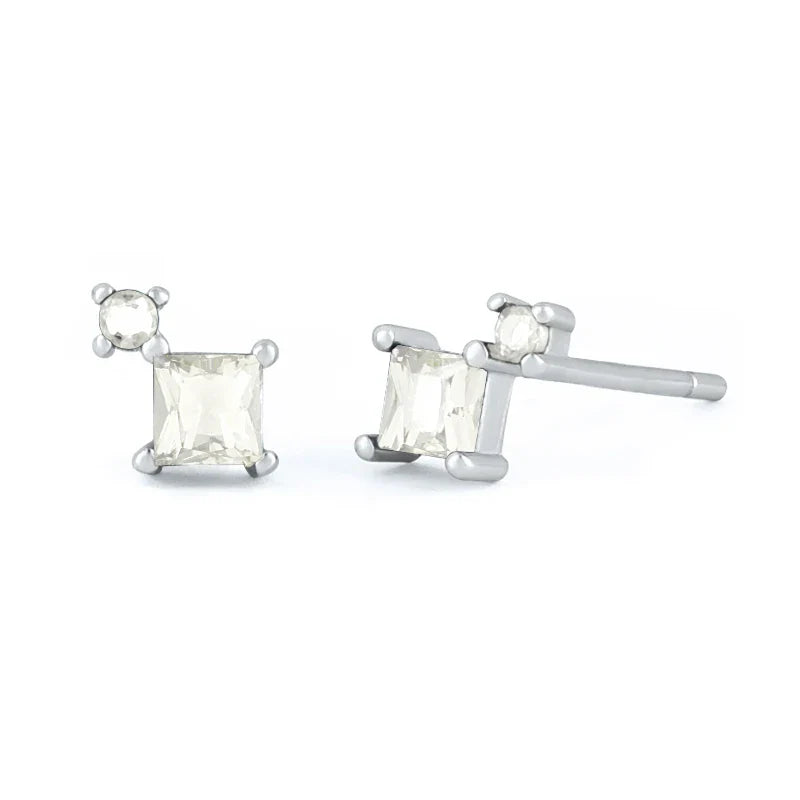 925 Sterling Silver Needle Small Geometry Triangle Crystal Stud Earring for Woman Lovers' Couples Bling Simple Piercing Earrings