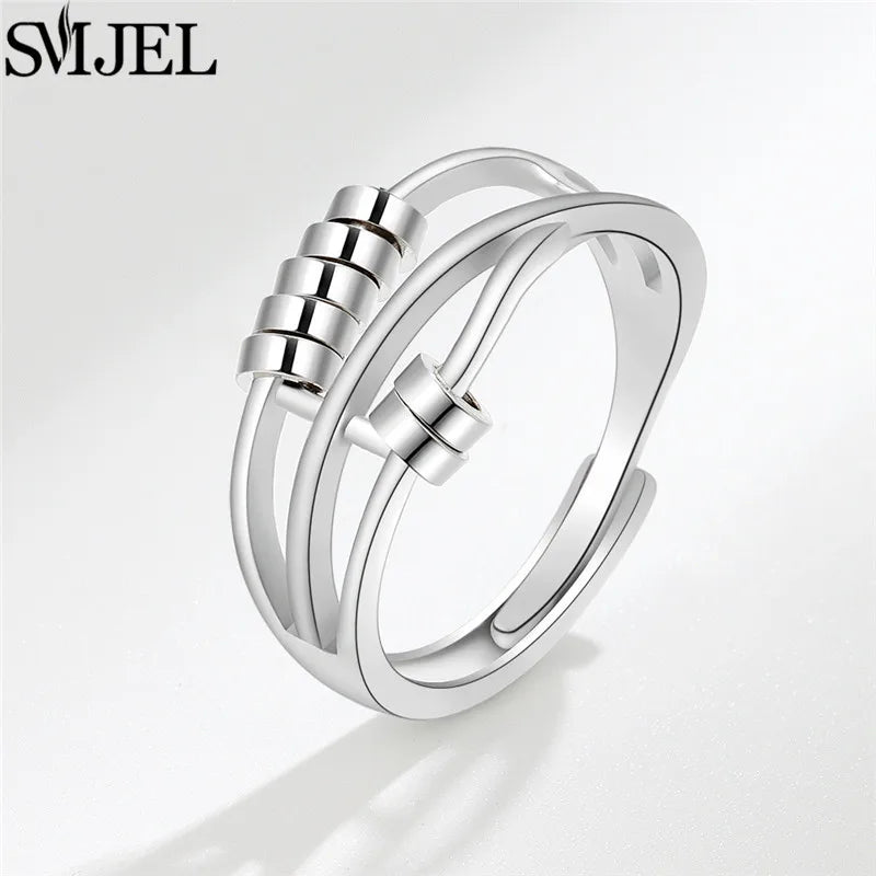 Vintage Dandelion Anxiety Ring Fidget Spinner Rings for Women Stackable Finger Ring Anti Stress Engagement Jewelry Rotate Gifts