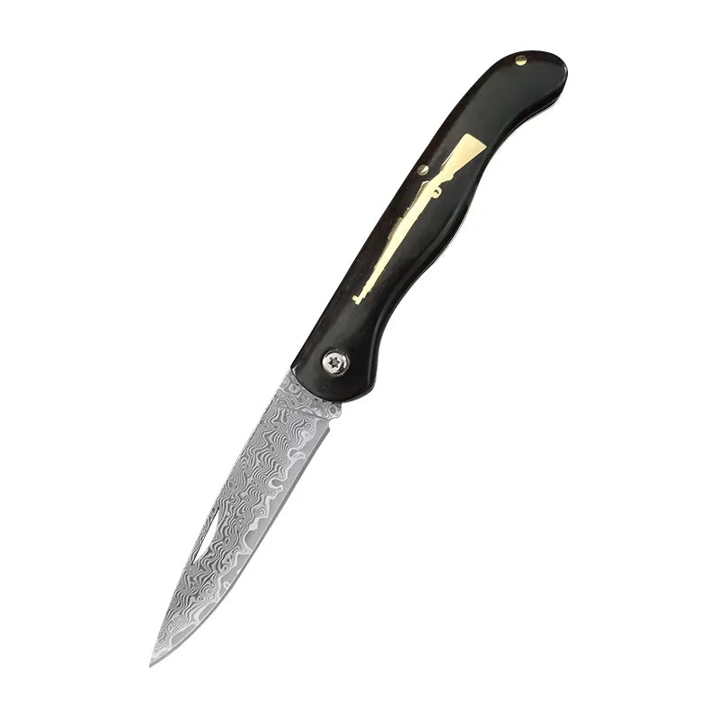 Super Sharp Damascus VG10 Steel Pocket Knife Folding Blade Wooden Handle Kitchen Fruit Meat Vegetable Cutting Knife Holiday Gift