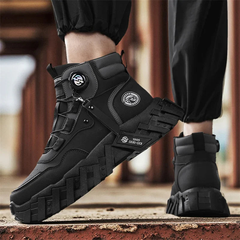 Men Combat Tactical Boots with Straps for Training Waterproof  Multifunctional  Outdoor Hiking Shoes