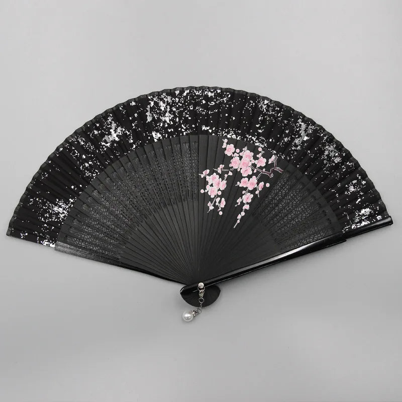 31 Styles Folding Fan Black Japeneses Ladies Silk Hand Fans High Quality Bamboo Crafts Wedding Dance Home Decor Ornament