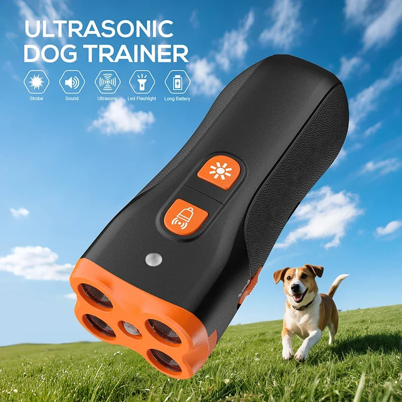 Dog Bark Deterrent Device, 4X Ultrasonic Anti Barking, Training Modes 50FT Range Barks No More Indoors Outdoors Behavior Corre