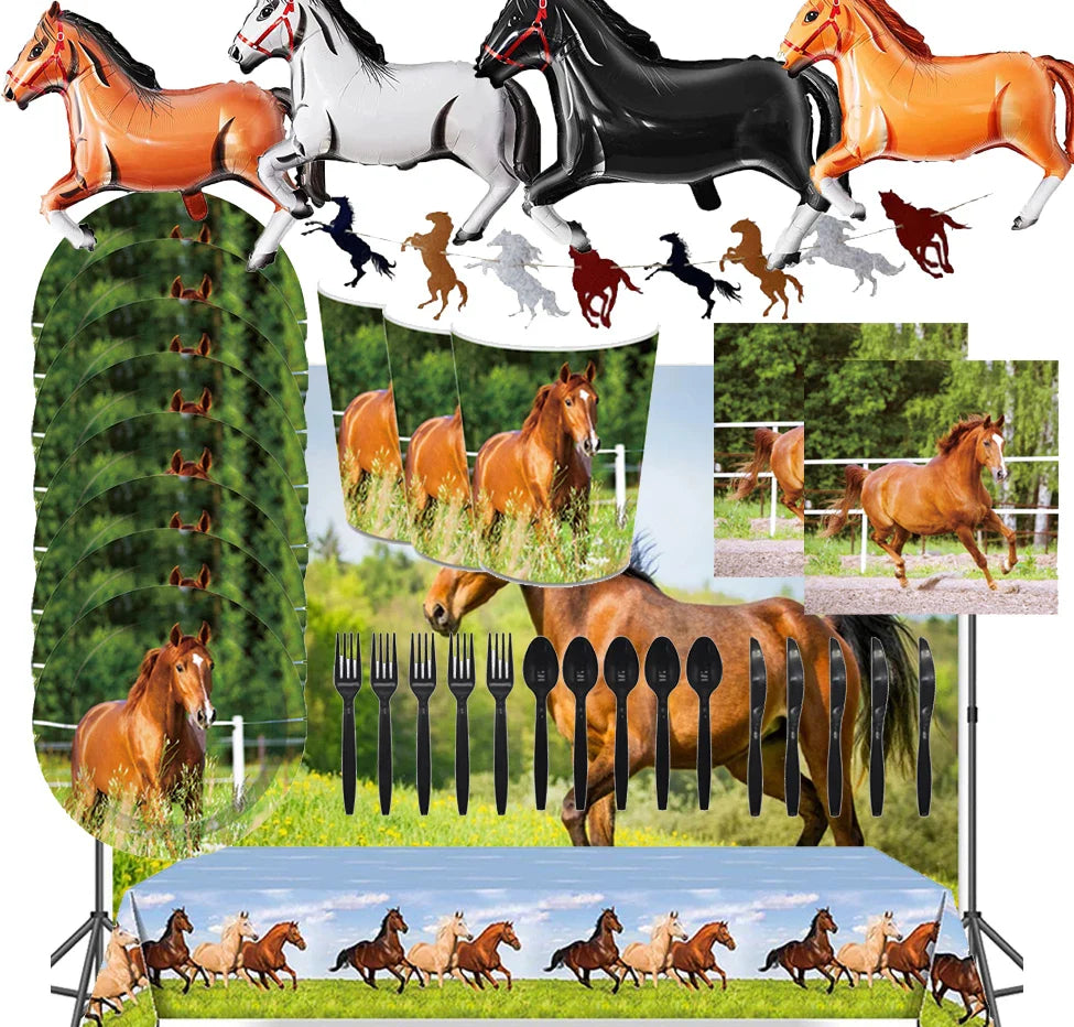Horse Pony Disposable Party Supplies Plates Cups Napkins Cake