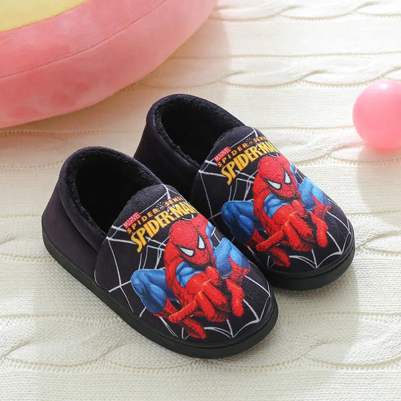 Disney Indoor Home Slippers Parent-child Cotton Anti-skid Floor Children's Shoes Breathable Cartoon Warm Slippers Size 24-39