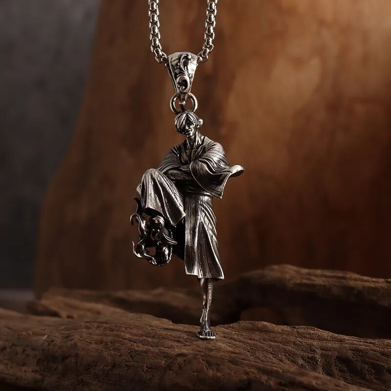 Gothic Wings Grim Reaper Pendant Half Body Skull Necklace Biker Punk Rock Jewelry Halloween Gift