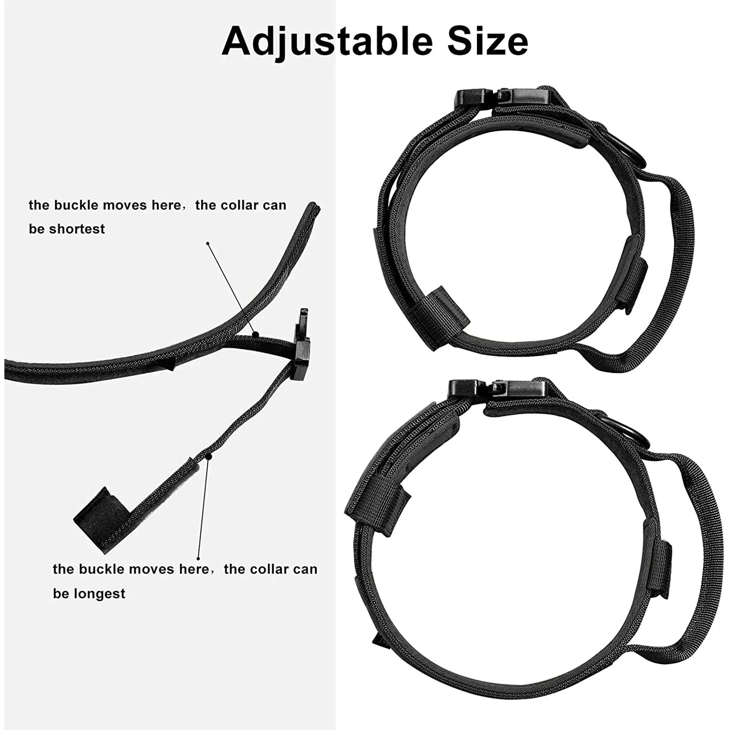 Tactical Dog Collar Adjustable Military Training Nylon Dog Necklace with Control Handle Heavy Metal Buckle for Medium Large Dog