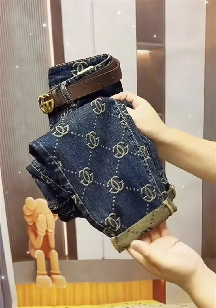 Women's Jeans For Autumn And Winter, High Waist, Loose Fit, Slim Fit, Shopping And Leisure, High-end Brand Pants, 2024 New Item