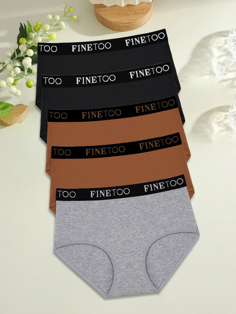 FINETOO 5PCS Cotton Seamless High Waist Underwear, Women's Belts Panties Low Waist, Plus Size Lingerie New.