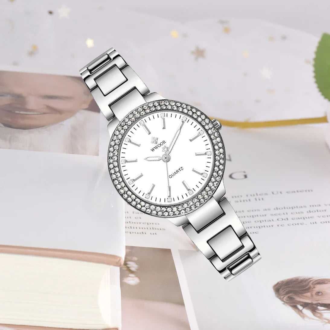 WWOOR New Women's Watches Fashion Crystal Diamond Ladies Quartz Wristwatch For Woman Relogio Feminino Female Montre Reloj Mujer