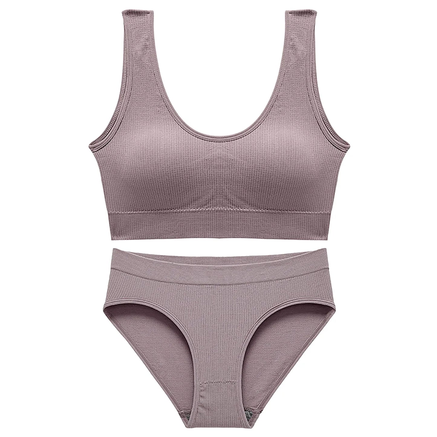 Women Seamless Bra Set Seamless Non Wire Brassiere High Waist Underwear Female Wide Shoulder Strap Vest Bras Set Women Underwear