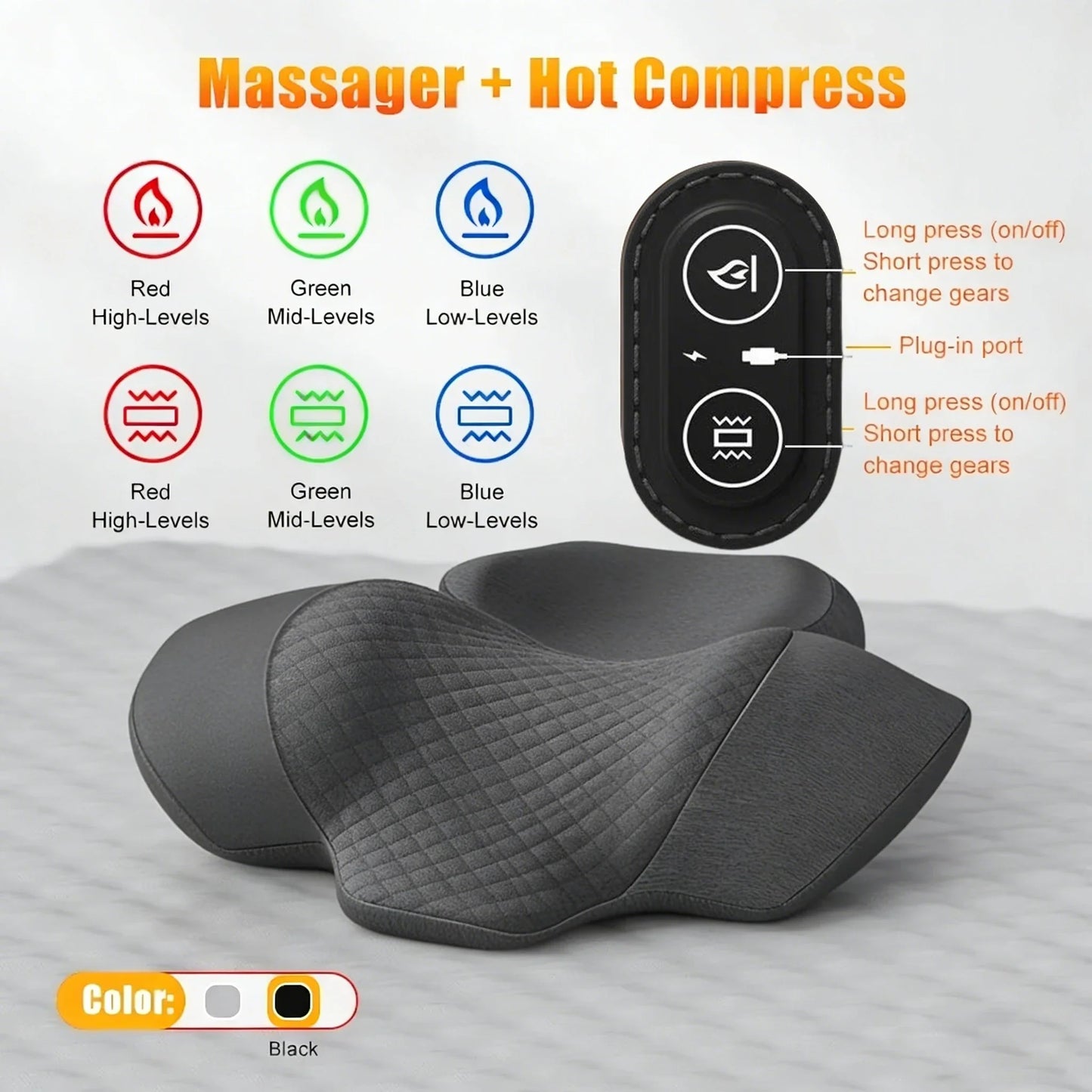 Electric Neck Massager Pillow Cervical Stretcher Heating Vibration Massage Back Traction Orthopedic Sleeping Pillows Support
