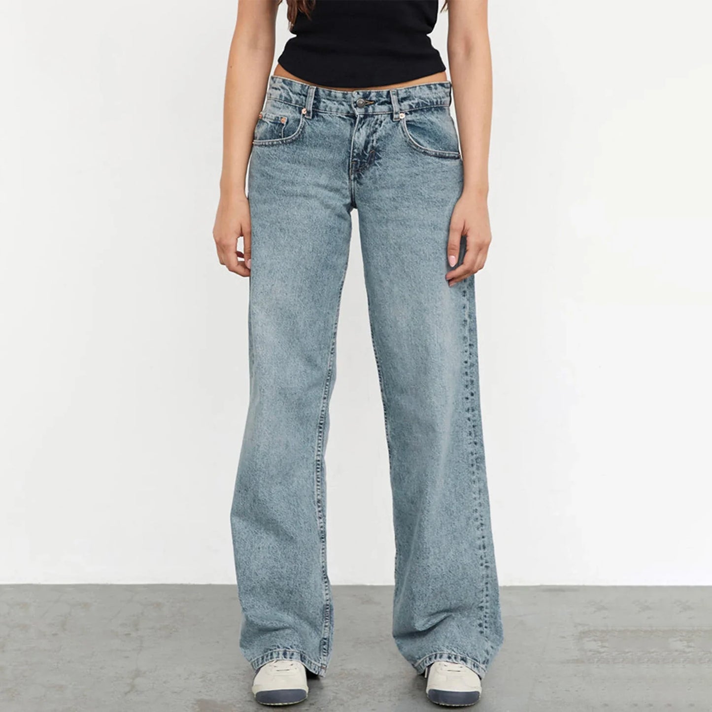 Women Wide Leg Jeans Casual High Waist Baggy Boyfriend Denim Pants Y2K Straight Streetwear Jeans Mom Jeans Trousers