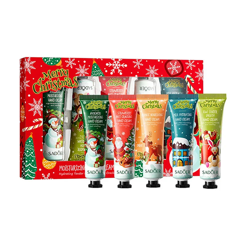 5Pcs/box Christmas Hand Cream Set Cream Texture Travel Pack Durable Moisturizer Gift For Women 30g/piece